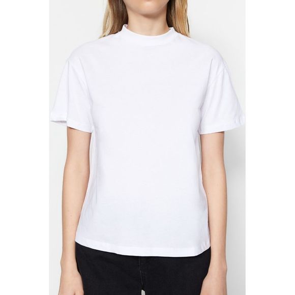 NWT Trendyol Women Regular Standing collar Knit T-Shirt - Picture 6 of 13